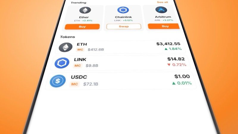 Crypto wallet spec ad, still at 0:07: Token list